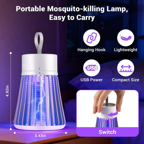 Portable Mosquito Zapper For Indoor And Outdoor Use USB Rechargeable Electric Fly Swatter With Safe Grid And Purple LED
