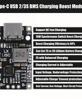 Slick Type C Usb 10 Pack 2S Bms Lithium Battery Charging Module Quickcharge Boost Power Supply 84V To 126V With Led Auto Adjust Indicator 15W circuit board.