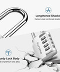 Close-up of Two Pack 2.6 Inch Shackle 4 Digit Padlock For Outdoor Doors And Storage Weatherproof Zinc Alloy Lock showing shackle and dials