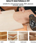 Spoilboard Surfacing Router Bit With Half Inch Shank Three And One Quarter Inch Cutting Diameter Five Wing Carbide Inserts attached to router cutting wood surfaces.