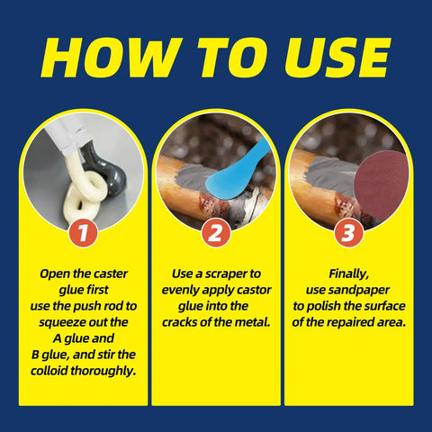 How to use Industrial Strength Metal Repair Epoxy Glue For Quick Bonds In Pipes Machinery And Foundry Castings High Temperature Resistant Fast Curing Two Part Adhesive For Hardcore Repairs.
