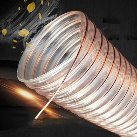Badass Flexible Woodworking Dust Collection Pipe And Retractable C Shaped Hose For Shop Vac Heavy Duty fume collector translucent view