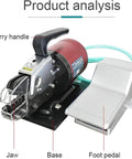 Heavy Duty Semi Automatic Pneumatic Terminal Crimping Machine Alloy Steel 1.3 Ton Air Powered Electric Wire Connector Tool close-up showing jaw, base, foot pedal.