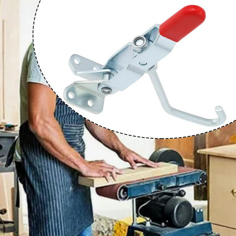 Two Pack J-Hook Toggle Clamp 170kg Capacity, 143x49mm Quick-Action Draw Latch Clamp in workshop setting
