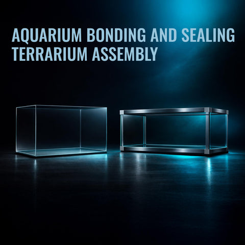 Glass tanks showcased with text about aquarium bonding and sealing, featuring Clear Aquarium Silicone Sealant For Glass Tanks With High Elasticity Fish Safe And Solvent Free Ozone Resistant Transparent 10.14 Fl Oz Great For Sealing Up Aquariums And Tank Repairs