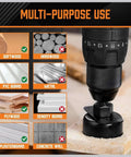 HORUSDY 24-piece hole saw kit; drill in view; icons show softwood, plywood, PVC board, plasterboard compatibility.