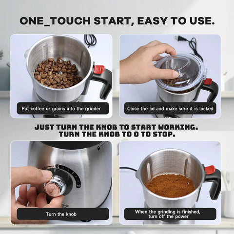 Steps to use Powerful 500W Spice And Nut Grinder With 3 Stainless Steel Blades, 600ML Capacity, Dry Use, A Real Kitchen Workhorse in action