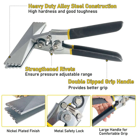 6 Inch Hand Seamer For Sheet Metal Straight Jaw Bender Tool With Non Slip Handle Heavy Duty Manual Seaming And Flattening Tool