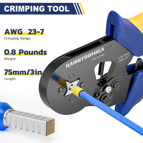 Close-up of All In One Ferrule Crimping Tool Kit With Built In Automatic Wire Stripper And Ferrule Crimper For AWG 24 10 And AWG 23 7 Wires