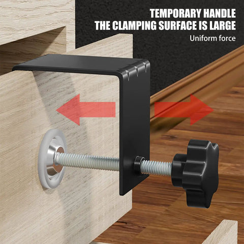 Heavy Duty C Clamps For Cabinet Installation Face Frame Alignment Tool With Built In Drill Hole Guide No Sweat Setup Woodworking Jig Total Game Changer For Fast Furniture Repair And Cabinet Mounting 2 Pack, showcasing clamping handle and screw.