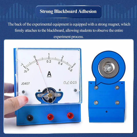 Magnetic Electrical Experiment Kit For Classroom Demonstrations, 18-Piece Physics Lab Set That Adsorbs On Blackboard, Awesome For Teaching And Hands-On Electromagnetism Experiments, ammeter close-up