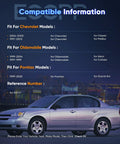 Compatibility chart for Front Wheel Hub And Bearing Assembly Set 513137 For Chevy Malibu Classic Pontiac Grand Am Oldsmobile Alero Cutlass 1997 2005 With ABS 5 Lug Front Left Right Axle Compatible Replacement Kit with car illustration.