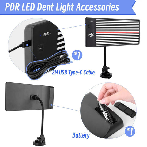 LED PDR Light Board For Dent Repair With Suction Cup USB Powered Reflective Line Light with USB cable and battery