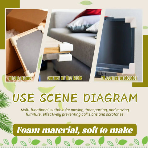 White Foam Corner Protectors 12-Piece U-Shaped Edge Guards for Furniture and Photo Frames in use on furniture and TV.