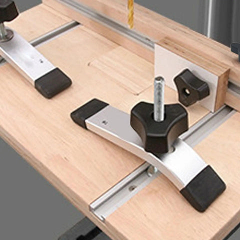 Aluminum T Track Double Cut Profile Miter Slot Jig for woodworking workbench, easy install with predrilled holes and screws