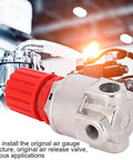 Pneumatic Systems Air Pressure Switch And High Precision Regulator Valve Assembly with red cap in industrial setting.