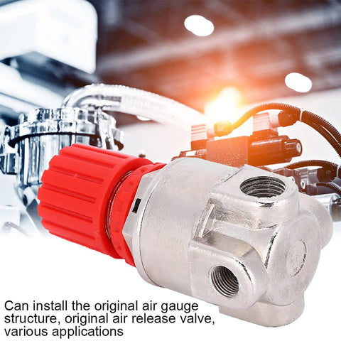 Pneumatic Systems Air Pressure Switch And High Precision Regulator Valve Assembly with red cap in industrial setting.