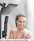 High Pressure Shower Head With Handheld And 8 Inch Rain Shower Head Brass Combo 78 Inch Hose Anti Leak All Metal Brass Construction