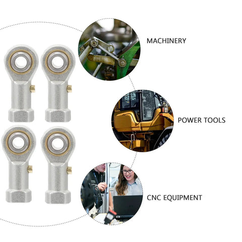 4Pc Garage Ready Threaded Rod End Bearings Equipped With Female Fish Eye Ball Joint Interface For Ironclad Industrial Power Transmission and Mechanical Linkage Systems, showcasing durable copper construction.