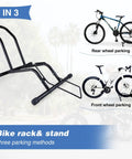 Two Pack Bike Floor Stand For Mountain And Road Bicycles, Fits 20 To 29 Inch Wheels, 23C To 4.0 Inch Wide Tires, Indoor Outdoor Bike Rack