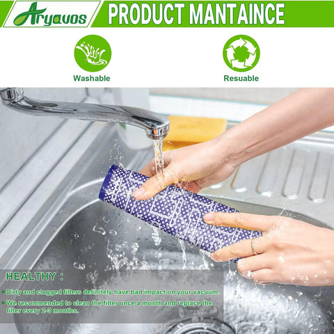 Person washing Dyson Vacuum Filter Replacements For DC40 DC42, Two Post-Motor And Pre-Motor Filters Set under tap
