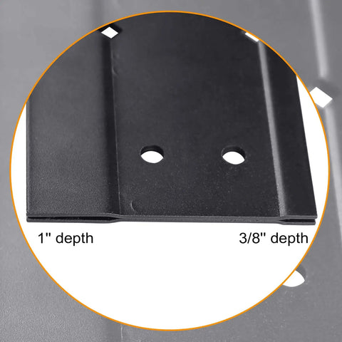 Close-up of 16 Inch Heavy Duty Steel Folding Bender showing 3/8 and 1 inch fold depths with precision alignment holes.