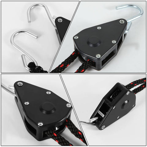 Close-up of Two Pack Kayak Rope Tie Downs 3/8 Inch Heavy Duty Bow And Stern Straps with adjustable rope clips