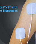 Universal Compatibility TENS Unit Replacement Pads 2x2 40 Pack Premium Reusable Electrodes applied on arm