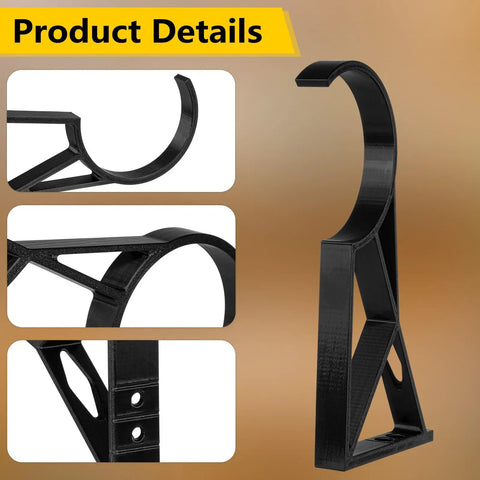 Close-up of Heavy Duty Side Mount Dust Hose Bracket For Planer Compatible With Two Point Five And Four Inch Collection Hoses, black material.
