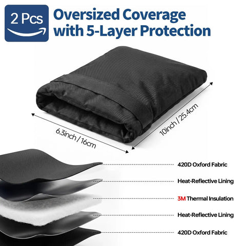 Heavy Duty Outdoor Faucet Cover With Winter Freeze Protection Waterproof Insulated Hose Bib Socks, 10x6.3in, 5-layer design.