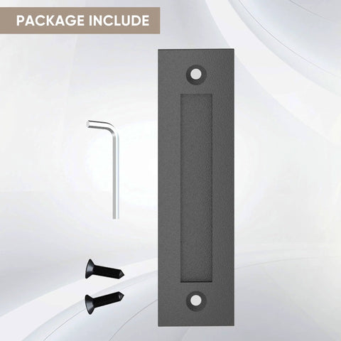 8-3/5 Inch Sliding Barn Door Handle Matte Black Finger Pull Flush Mount with screws and hex key