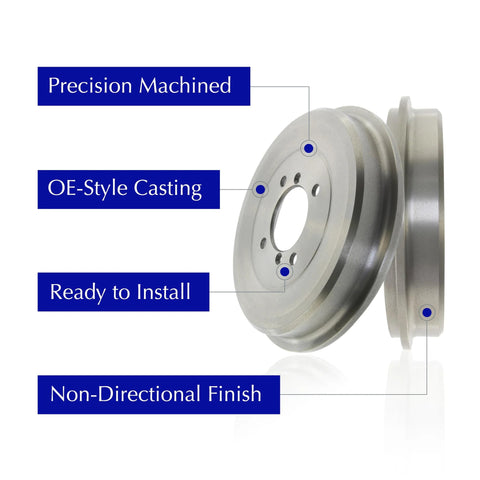 Rear brake drum, Centric 123.42002 C-Tek, Nissan-compatible, silver finish.