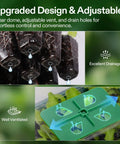 Easy To Use 72 Cell Seed Starter Kit With Humidity Dome And Drain Holes, showing green tray and excellent drainage
