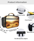Insulated Lunch Bag With Detachable Handle, Leakproof Reusable Cooler Tote, Golden Desert Bright Sunshine, pockets, zippers