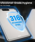 316 stainless steel cutting board, front view, extra large 16.9 x 11.8 inches, dual-sided kitchen board