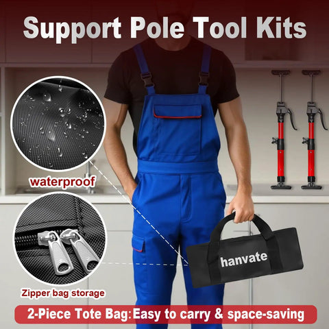 Handy Cabinet Installation Jacks Two Pack Telescoping Steel Support Rods From 15.8 To 23.6 Inches, Adjustable Third Hand Pole With 220 Pounds Capacity For Cabinets, Drywall, And Cargo Bars