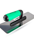 Stainless Steel Plaster Trowel With Trapezoidal Blade For Venetian Plaster Finish 9.4 By 4 Inch Pro Grade Heavy Duty Tool Side Angle View