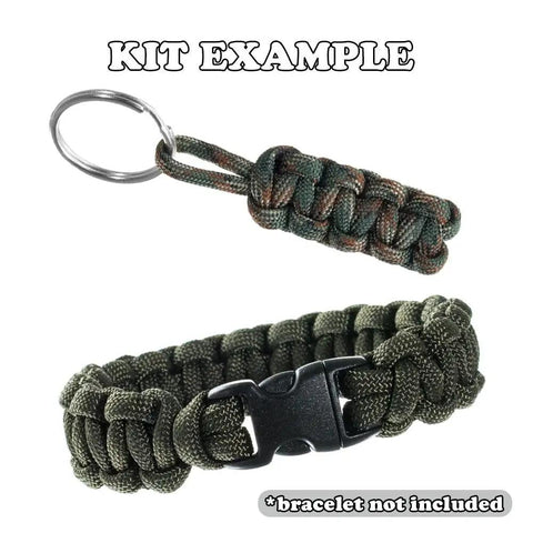 Paracord 550 Kit With Five Colors Olive Drab ACU Woodland Camo Desert Camo And Black 100 Feet Total key ring and sample bracelet