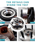 Front Wheel Bearing Hub Assembly 515177 6 Lug 4WD Fits 2018 2019 2020 Ford F150 Front Left Or Right Replacement Two Pack Bolt On ABS Compatible Premium Easy Install Ready To Roll, close-up view showing durable parts, cable, bolts.