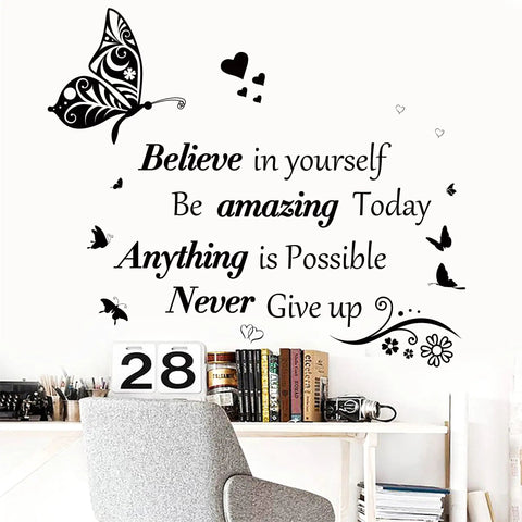 Three Sheet Totally Motivational Wall Decals With Uplifting Quotes And Butterfly And Flower Art Peel And Stick Removable Decor