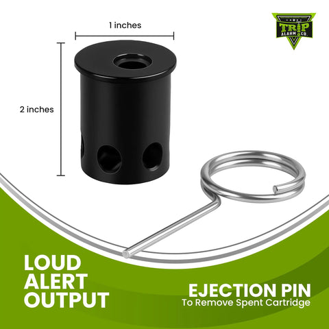 12 Gauge Perimeter Alarm Adapter for Nailgun Blank Fire with ejection pin and dimensions shown