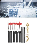 Hilitand Lathe Turning Tool Kit With 1/2 Inch Shank Carbide Inserts, set of seven heavy-duty tools for precision machining.