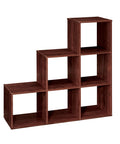 Three Tier Cube Storage Organizer Shelf With Step Design For Corner Units Dark Cherry Wood Finish Great For Books Clothes Decor Display Photos And Frames In Living Room Bedroom Office Easy Assembly