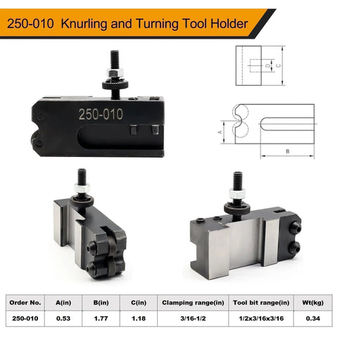 250-010 knurling and turning tool holder from Six Piece Quick Change Tool Post Set For Lathe