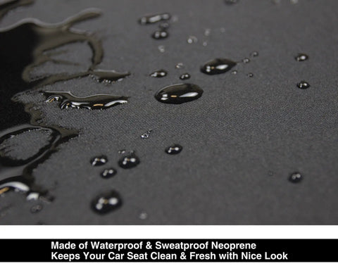 Close-up of Waterproof Neoprene Car Seat Cover Sweatproof Non Slip Seat Protector Universal Fit on wet surface