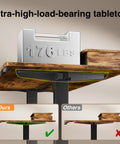 Standing Desk With Storage Drawers And Monitor Shelf For A Game Ready Office Setup Adjustable Height Computer Desk showcasing 176-lb weight support, brown.