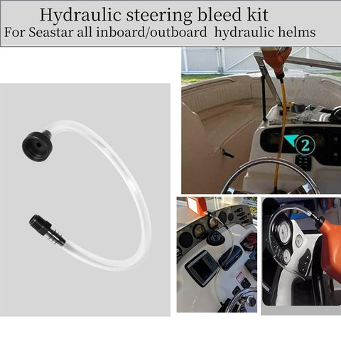 All In One Hydraulic Steering Bleed And Filler Kit For Outboard Sterndrive And Inboard Helms Easy To Use Leak Free Fill Tube And Fittings That Will Not Cross Thread For A No Fuss Clean Quick Bleed