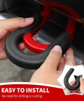 Tow Hook Cover For Chevy Silverado 1500 2007 To 2024 Front Bumper Rubber Black Accessory installed on red tow hook