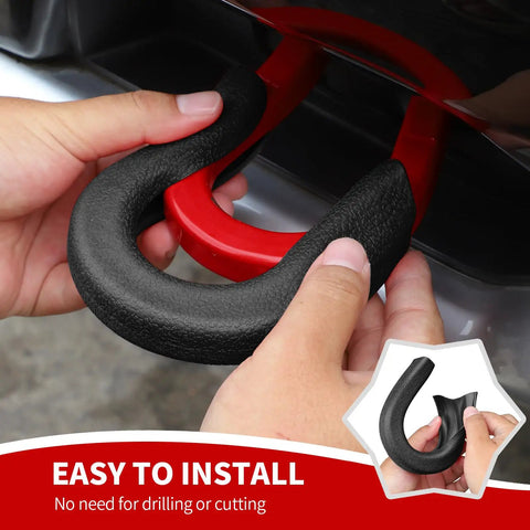 Tow Hook Cover For Chevy Silverado 1500 2007 To 2024 Front Bumper Rubber Black Accessory installed on red tow hook