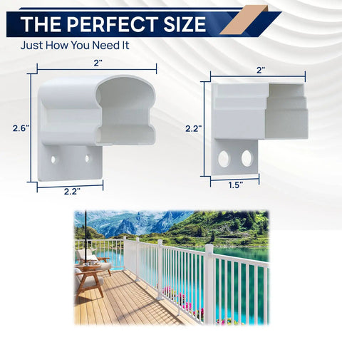 4 Pack Aluminum Deck Railing Brackets For A Fixed Railing System, White Outdoor Textured Powder Coat Finish, Durable Modular Rail Connectors For Decks, Porches, And Balconies, Rust Resistant, No Fuss Easy Install, Weather Resistant